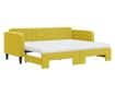 Daybed με επέκταση και στρώμα, Κίτρινο, 80x200 εκ., Βελούδο thumbnail 2