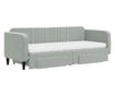 Daybed με επέκταση και συρτάρια, ανοιχτό γκρι 80x200 εκ. βελούδο thumbnail 3