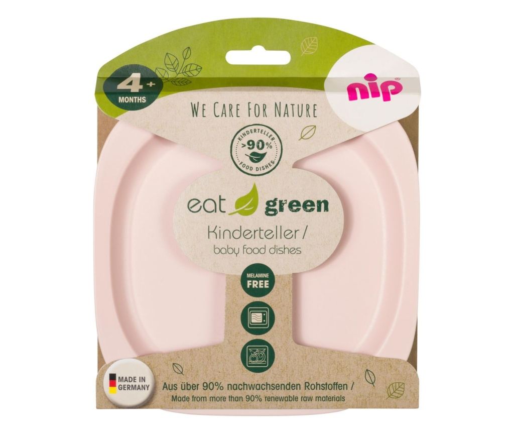 Set of 2 Eat Green flat plates for baby food, made of bio-plastic, dishwasher safe, 4+ months, nip 3706 - 3