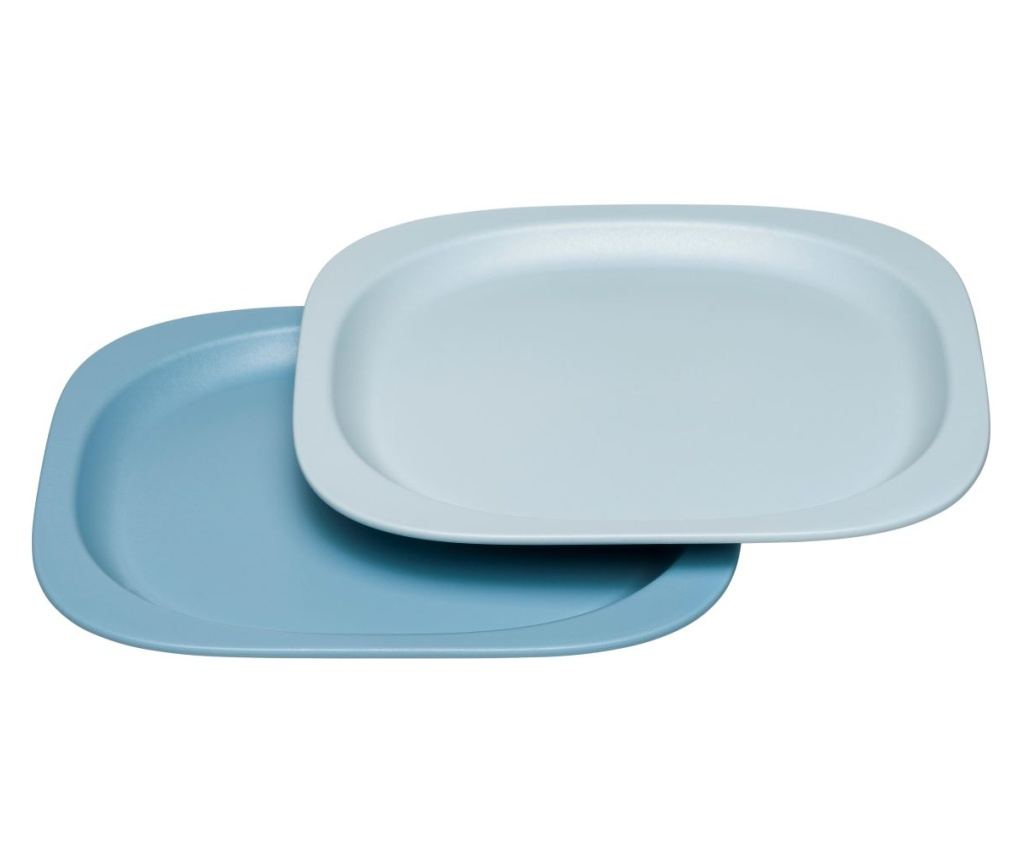 Set of 2 Eat Green flat plates for baby food, made of bio-plastic, dishwasher safe, 4+ months, nip 3706 - 4