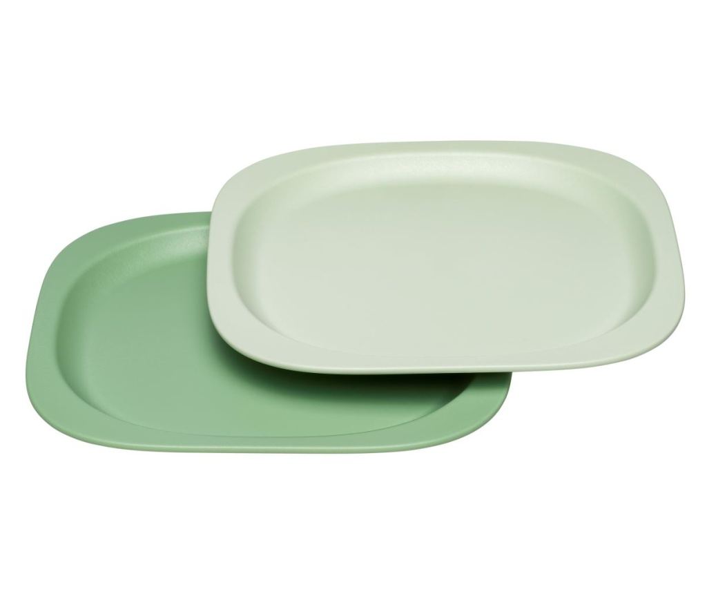 Set of 2 Eat Green flat plates for baby food, made of bio-plastic, dishwasher safe, 4+ months, nip 3706 - 5
