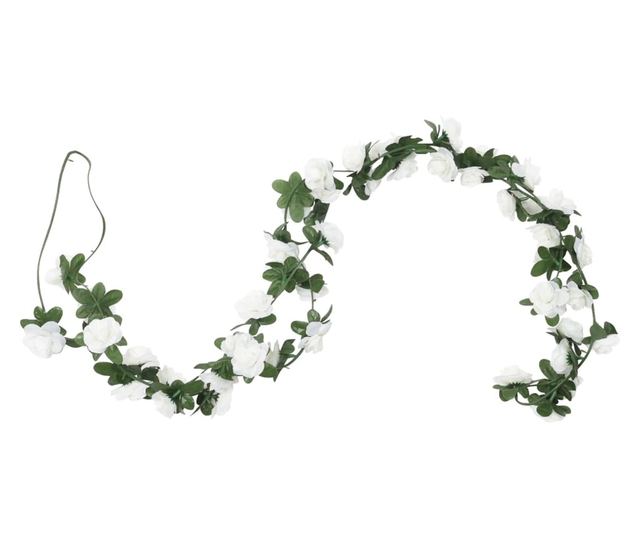 vidaXL Ghirlande de flori de Crăciun, 6 buc., alb, 240 cm
