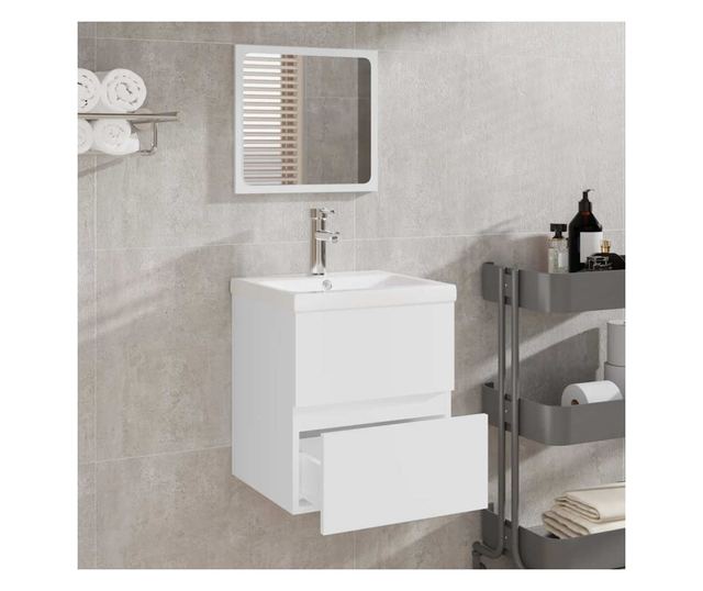 Kupaonski ormarić s ogledalom, bijeli, obrađeno drvo