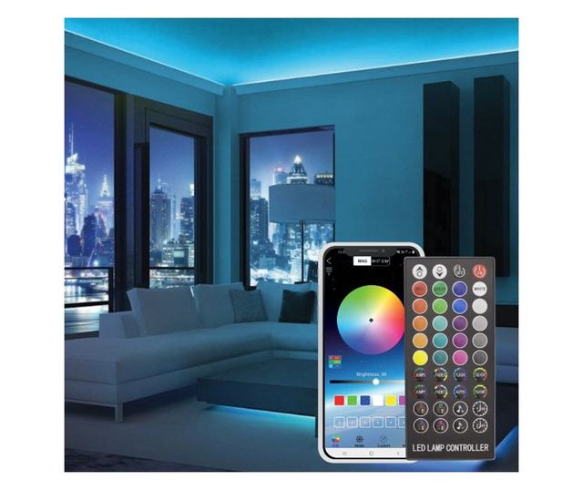 Mercaton Smart LED traka, IP65, 36W, Bluetooth, upravljanje putem aplikacije ili IR daljinskog upravljača, 5 metara