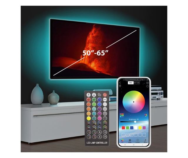 Smart LED traka, Mercaton, za ambijentalno osvjetljenje TV-a s dijagonalom 50"-65", upravljanje putem IR daljinskog ili aplikaci