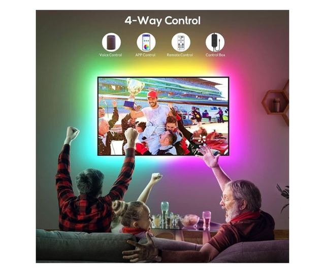Smart LED traka, Mercaton, za ambijentalno osvjetljenje TV-a s dijagonalom 50"-65", upravljanje putem IR daljinskog ili aplikaci