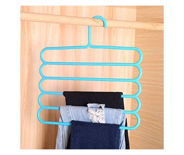 Set od 24 višenamjenske plastične vješalice Mercaton s 5 pozicija za odjeću i modne dodatke, protuklizne, 31 x 31 cm, plave