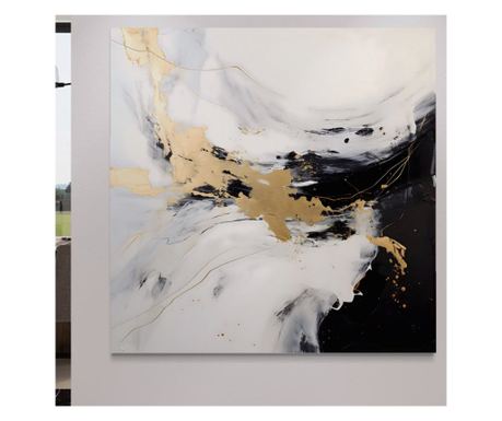 Tablou Canvas Premium LuxCanva® A1569, Armonia Abstractului , Room, Auriu, Marmura, Alb, Abstract, Living, Culori Vibrante - 100