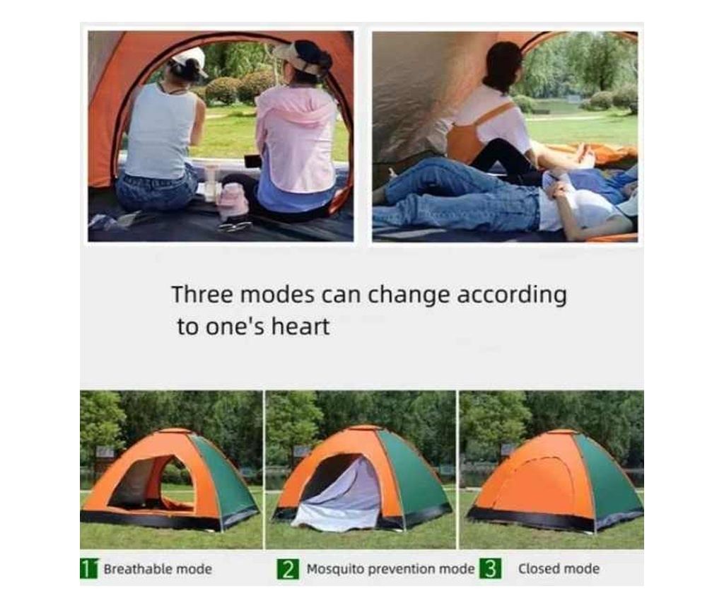 Комплект Mercaton, Автоматична палатка за 3-4 души 200x200x135 см, Водоустойчива, UV защита, Оранжева и Хамак с дървена опора, П - 6