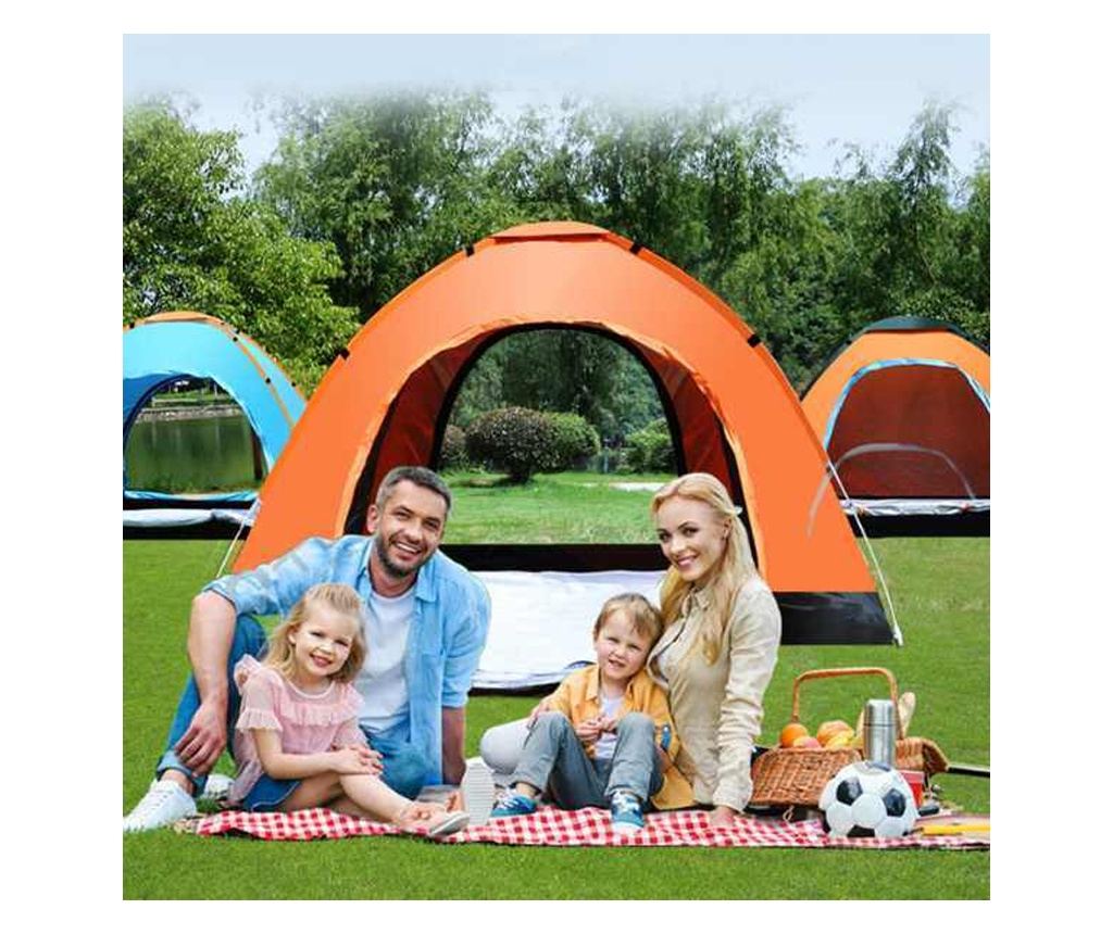 Комплект Mercaton, Автоматична палатка за 3-4 души 200x200x135 см, Водоустойчива, UV защита, Оранжева и Хамак с дървена опора, П - 8
