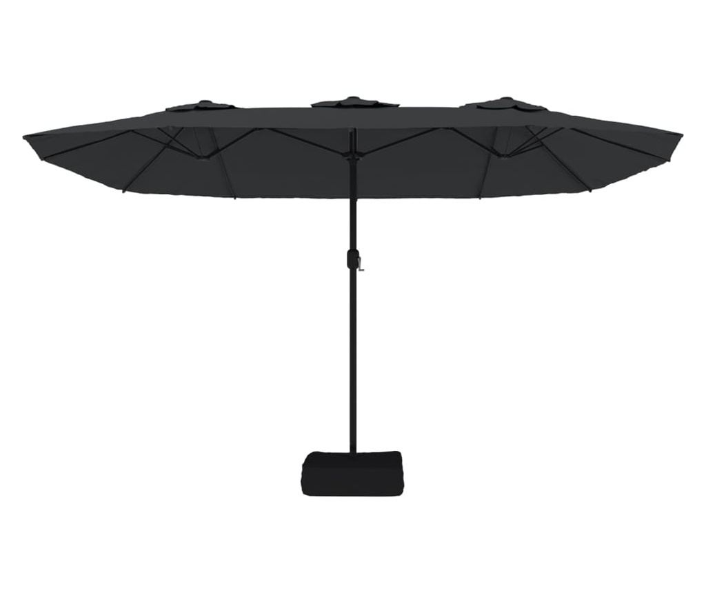 Двоен чадър за двор, черен, 449x245 см - 4