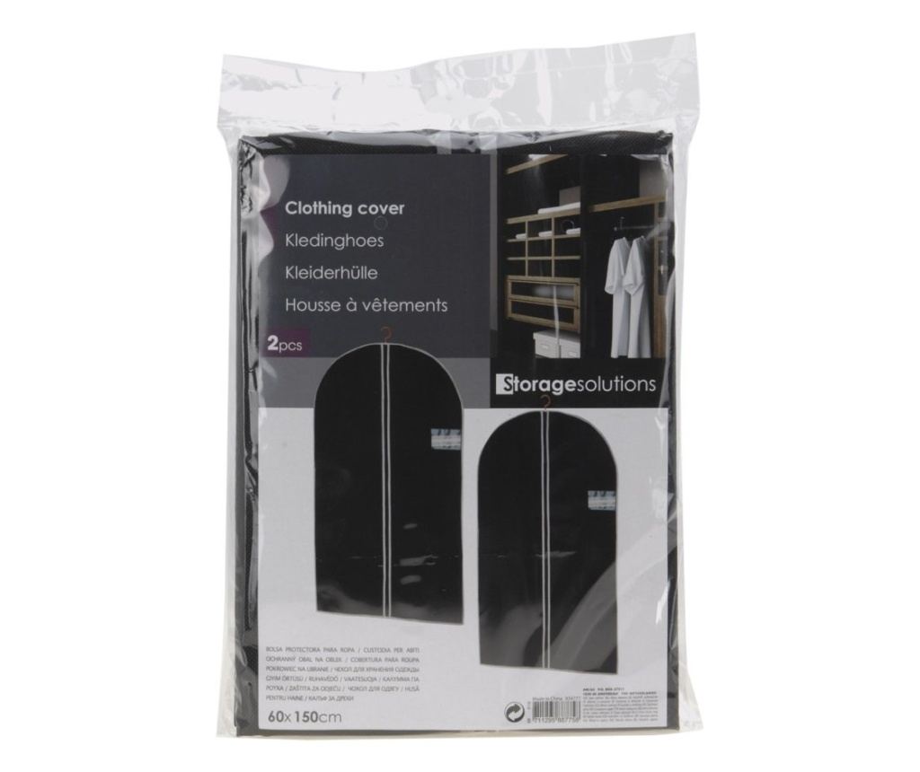 Set 2 huse protectie haine Excellent Houseware, poliester, 60x150 cm, negru - 2