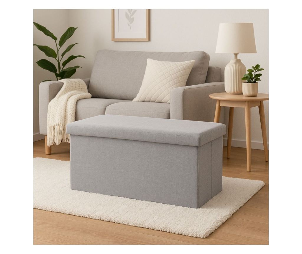 Taburet cu spațiu de depozitare, Storage Solutions, 76x40x38 cm – Gri - 2