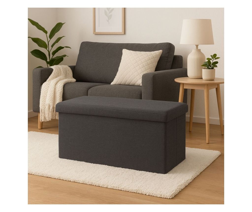 Taburet cu spațiu de depozitare, Storage Solutions, 76x40x38 cm – Gri inchis - 2