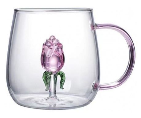 Dvostruka staklena šalica s tulipanom unutra, borosilikatno staklo, 400 ml, SZK129