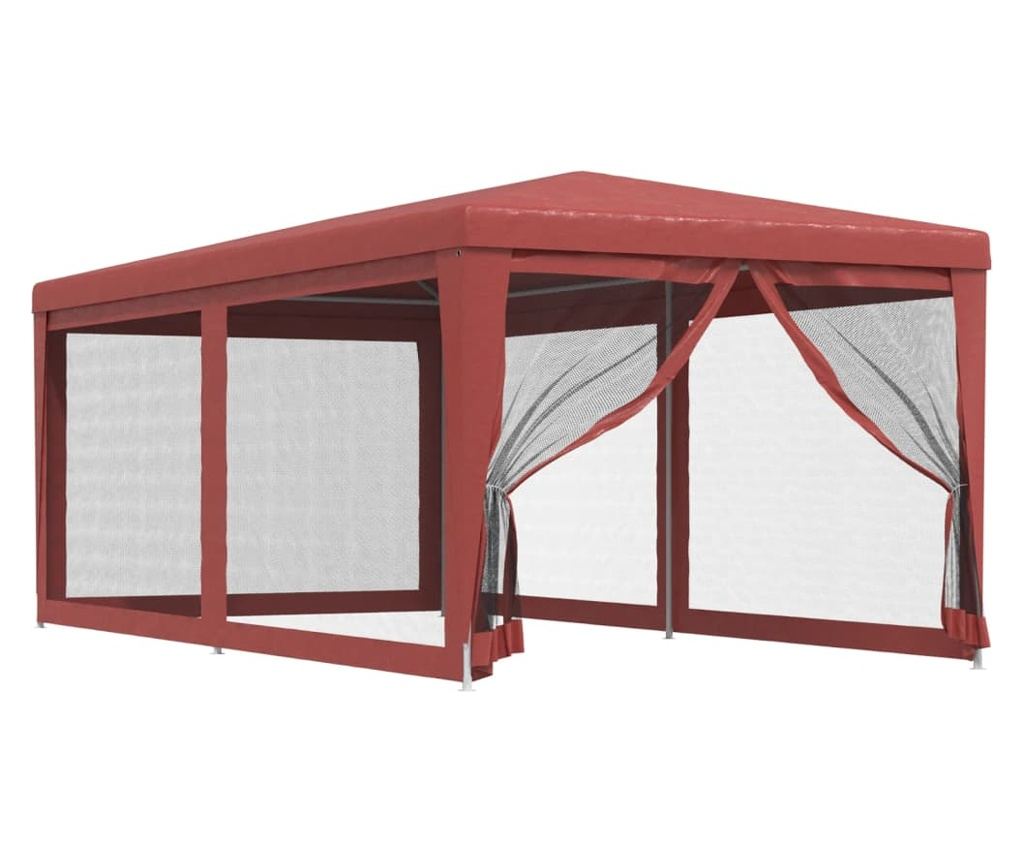 Парти шатра с 6 мрежести стени, червена, 3x6 м, HDPE - 2