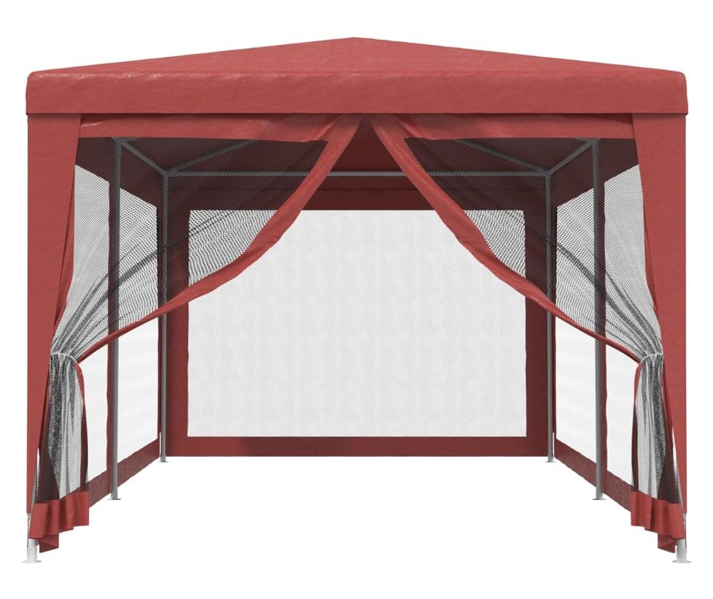 Парти шатра с 6 мрежести стени, червена, 3x6 м, HDPE - 3