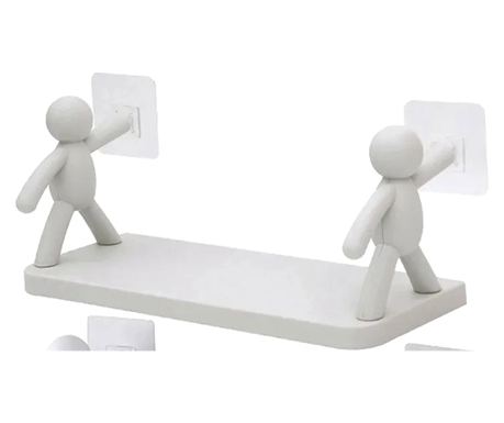 Sada 2 bielych políc so silnými prísavkami, rozmery 14x31,5x12 cm ABYZ™, moderné a praktické riešenie organizácie