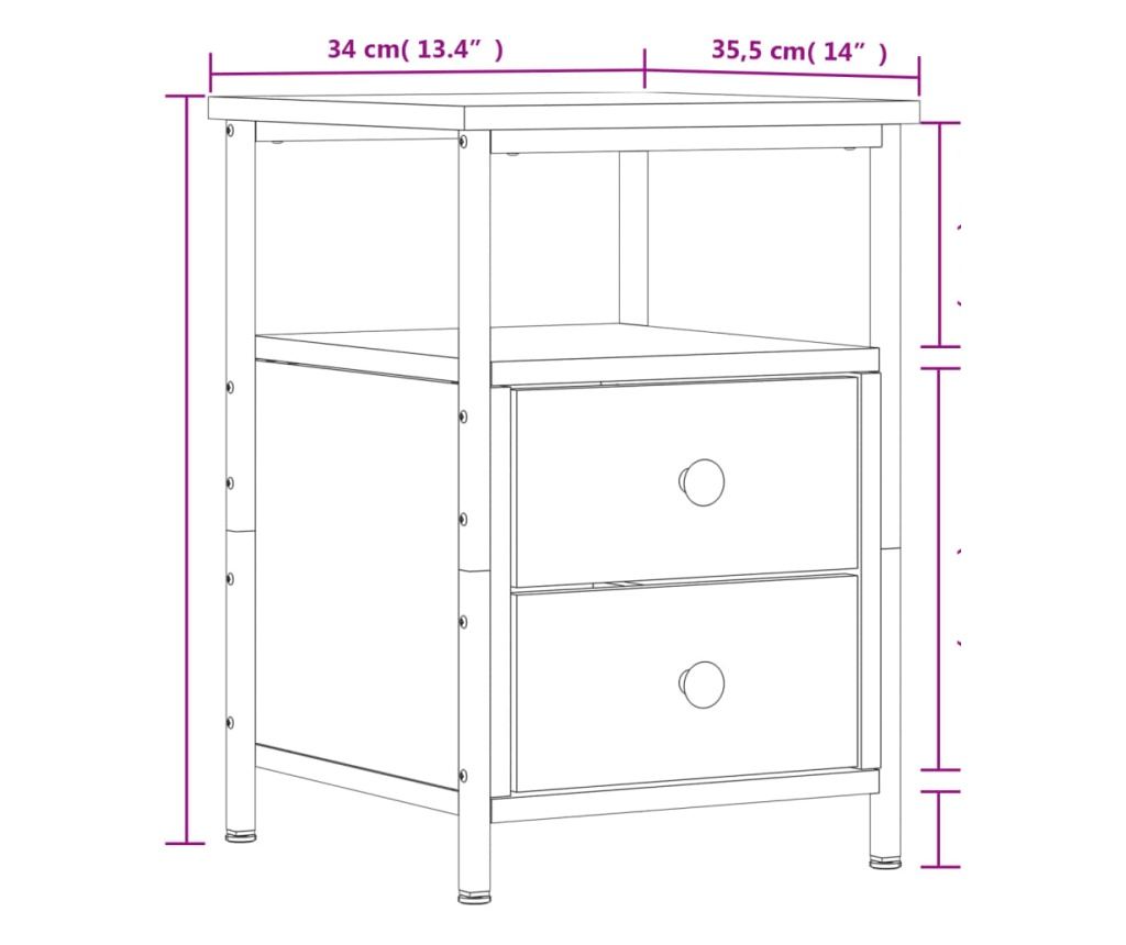 Noćni ormarići, 2 kom., crna, 34x35,5x50 cm, kompozitno drvo - 12