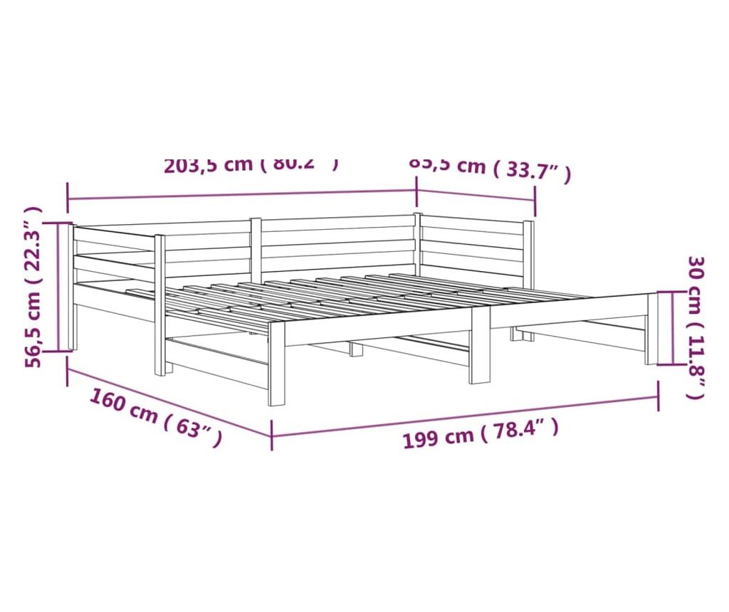 Rozkładane łóżko dzienne 2x(80x200) cm lite drewno sosnowe - 12