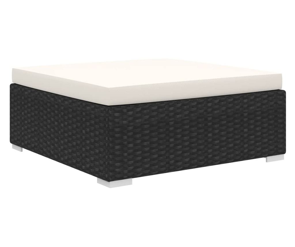 Градински комплект с възглавници, 10 части, Черен, Поли ратан - 5