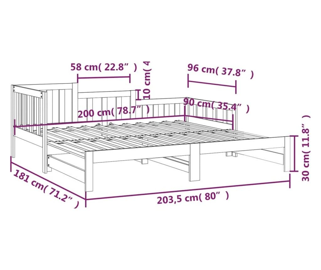 Επεκτεινόμενος Λευκός Καναπές-Κρεβάτι 2x(90x200) εκ. από Μασίφ Ξύλο Πεύκου - 12