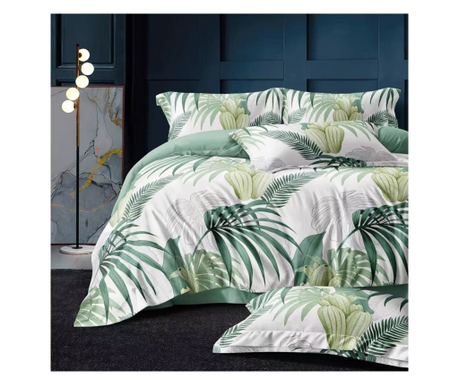 Lenjerie de pat matrimonial cu husa de perna dreptunghiulara, Reus, bumbac mercerizat, multicolor