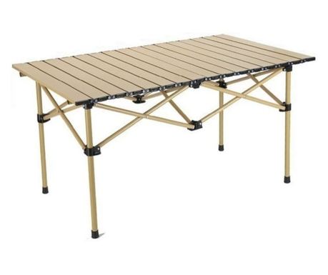 Masă pliabilă, cu cadru metalic și blat rezistent, pentru camping – 95x56x50 cm, eCarla, SC09K
