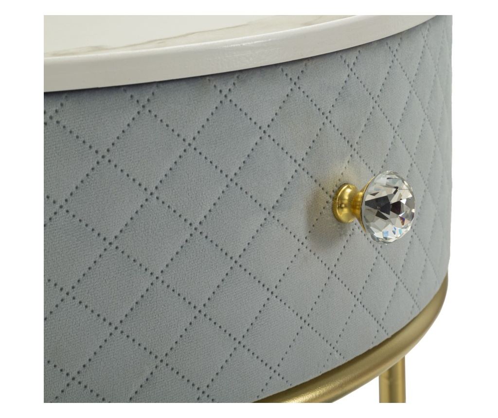 Noptieră/masă de toaletă cu otoman vellit bleu deschis ø52x70 cm - ø36x39 - 9