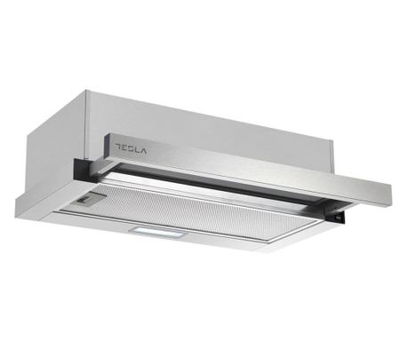 Абсорбатор Tesla DT600AX, 120W, 2 мотора, Алуминиев филтър, 350 m3/h, LED, Клас D, Инокс