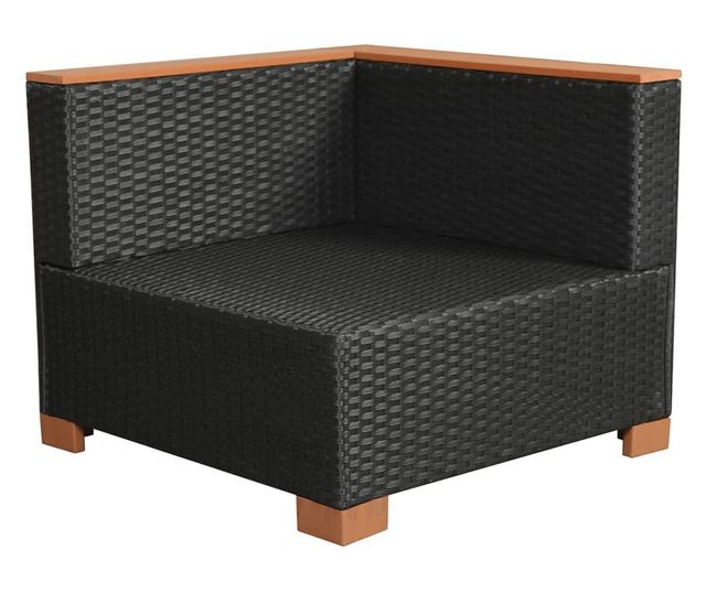 Vrtni namještaj s jastucima, 8 dijelova, crna boja, poliratan