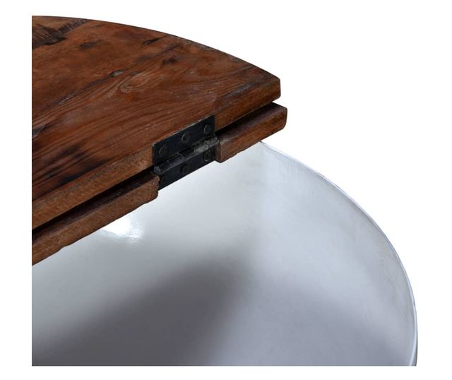 Stolić za kavu, bijeli, reciklirano masivno drvo, oblik zdjele