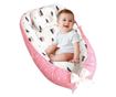 Бебешки кош за спане Nest, с две страни, 0-24 месеца, 90x55 см, памучен калъф, комфорт и безопасност, бяло/розово - розово