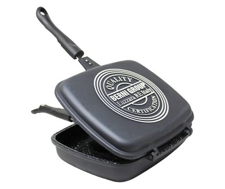 Tigaie grill dublă Berni Group-Sanity Stone, 30x24x7.5 cm, aluminiu, antracit