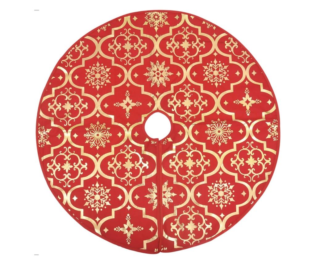 Božićna suknja za drvo s čarapom, crvena, 150 cm, tkanina - 8