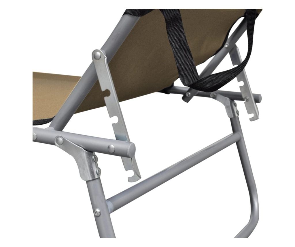 Zložljiv ležalnik s senčnikom, siva taupe, aluminij - 5