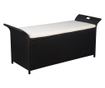 Kutija za odlaganje s jastukom, crna, 138 cm, poliratan thumbnail 1
