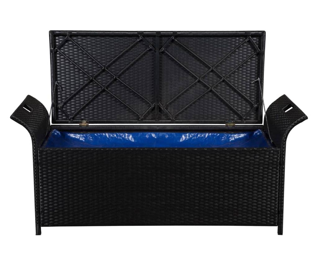 Kutija za odlaganje s jastukom, crna, 138 cm, poliratan - 4