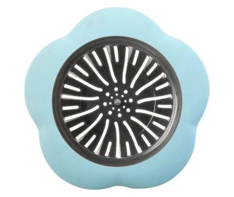 Sita pentru chiuveta Ibili-Kitchen Aids, plastic/silicon, 7 cm, negru/turcoaz