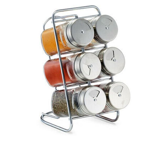 6 darabos Zeller tárolóedény-készlet, üveg/acél, 18x9,3x15 cm, átlátszó