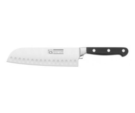 Cuțit Santoku Carl Schmidt Sohn, oțel 420J2, 15 cm, negru/argintiu