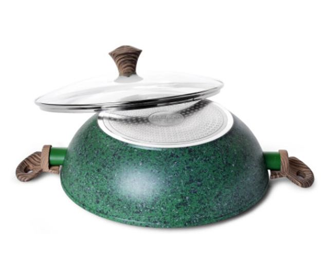 Tigaie wok Fissman-Μαλαχίτης, αλουμίνιο, 30x9 εκ., verde/maro