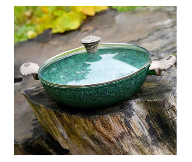 Tigaie wok Fissman-Μαλαχίτης, αλουμίνιο, 30x9 εκ., verde/maro