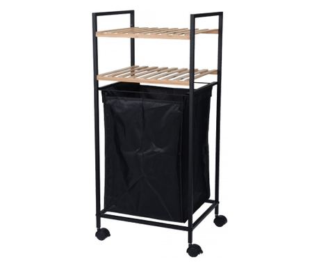Koopman Mobil Fürdőszobai Szervező Polc, bambusz/fém/poliészter, 32,5x38x89,5 cm, fekete/barna