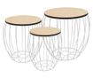 Set stolića za kavu, 3 kom., šperploča od topole, željezo