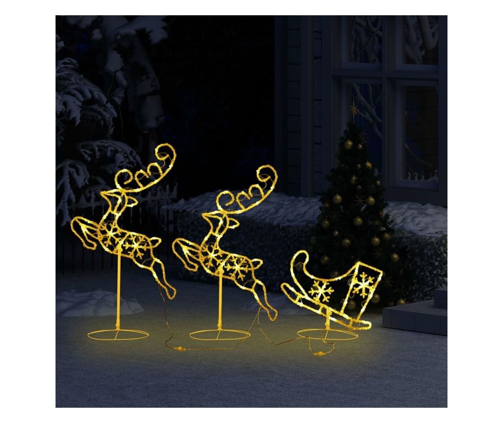 Irvas i saonice božićna dekoracija, toplo bijela, 260x21x87 cm, akril - 3