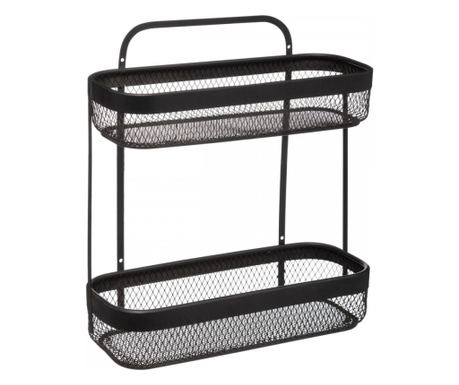 Etajera Mayaj, dubla, metal, negru, 30.7 x 12 x H 34.5 cm