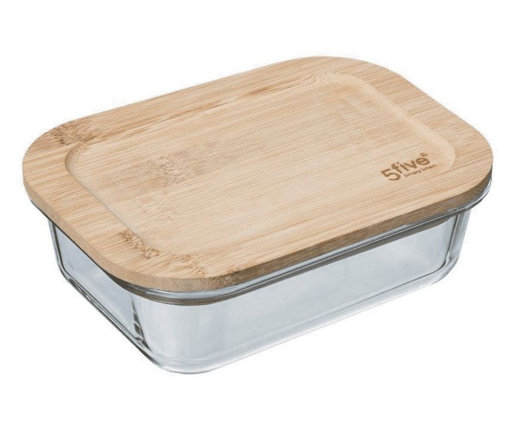 Caserola dreptunghiulara 5five Bamboo, sticla, 1l, 19.8x14.7x6.7 cm