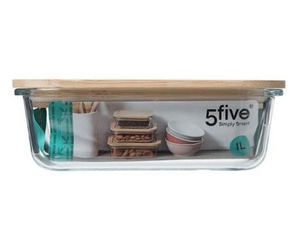 Caserola dreptunghiulara 5five Bamboo, sticla, 1l, 19.8x14.7x6.7 cm - 2