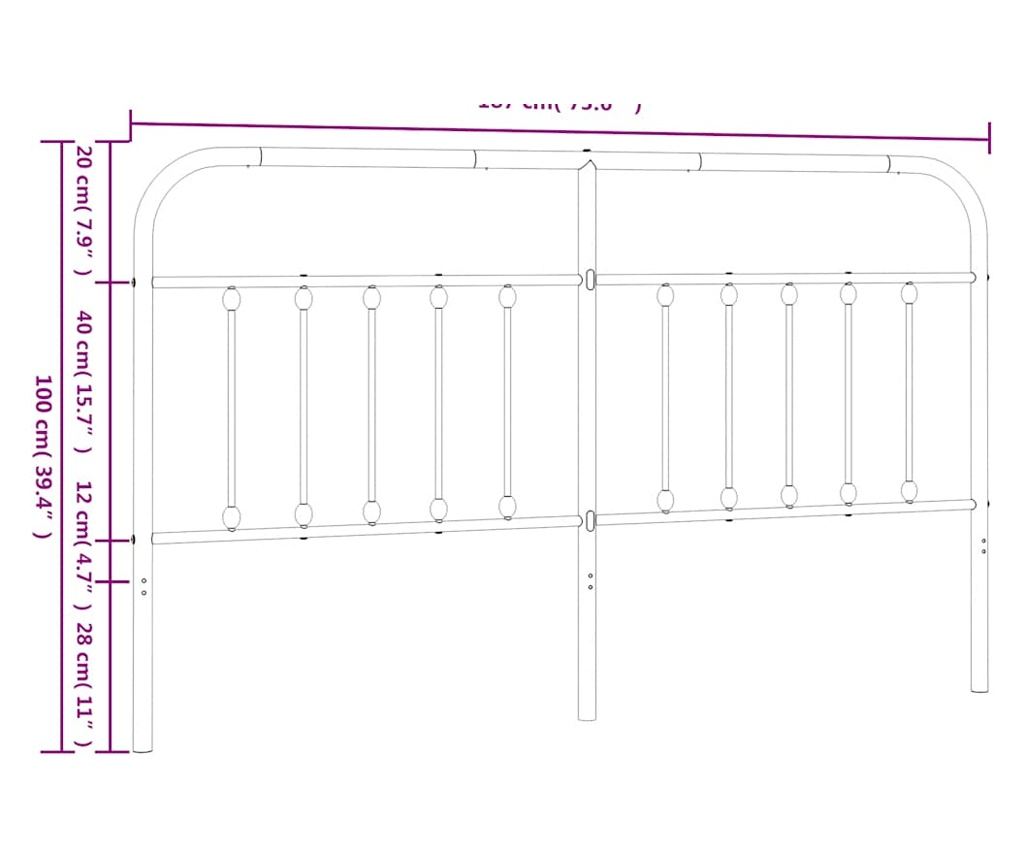 Okvir za krevet od metala, crni, 180 cm - 7